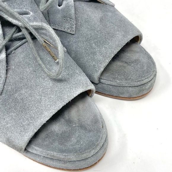 Rag & Bone Sahara Grey Suede Open Toe Lace Up Platform Wedges Size 38 - Picture 12 of 12